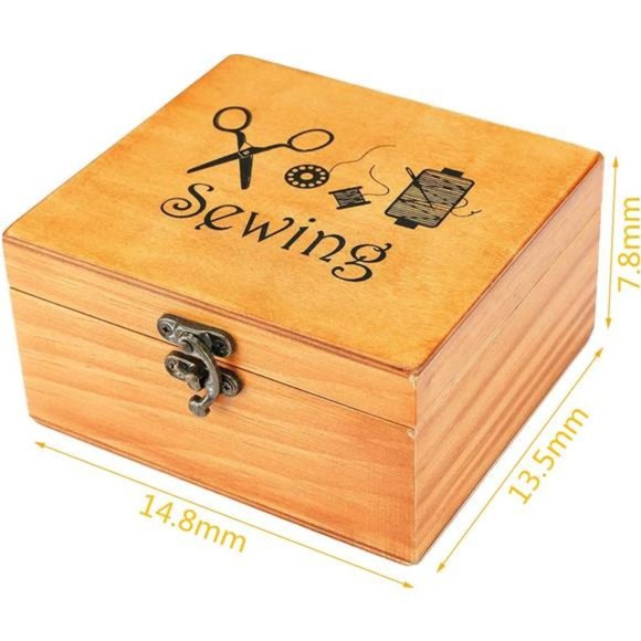 Wooden Sewing Basket with Accessories  for Beginner, Women, Men - Picture 2 of 6